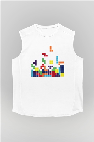 Tetris Beyaz Unisex Kolsuz Tişört