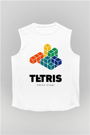 Tetris Beyaz Unisex  Kolsuz Tişört