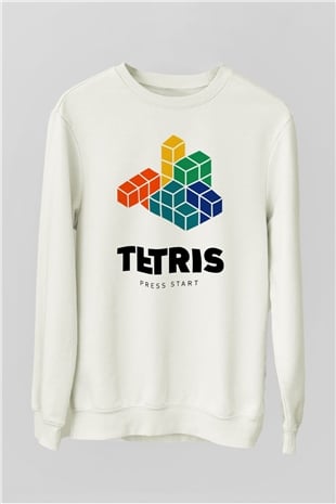 Tetris Beyaz Unisex  Sweatshirt
