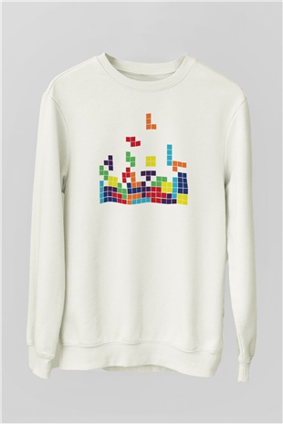 Tetris Beyaz Unisex Sweatshirt