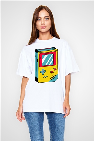 Tetris Beyaz Oversize Tişört