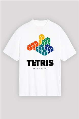 Tetris Beyaz Oversize Tişört