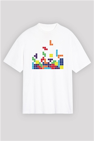 Tetris Beyaz Oversize Tişört Oversize T-shirt