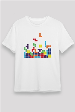 Tetris Beyaz Unisex Tişört T-Shirt