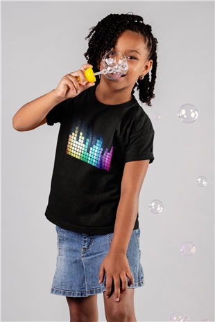 Tetris Siyah Unisex Çocuk Tişört