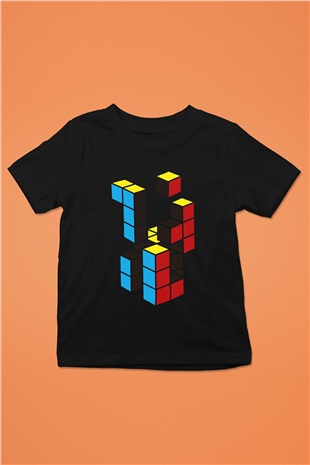 Tetris Siyah Unisex  Çocuk Tişört