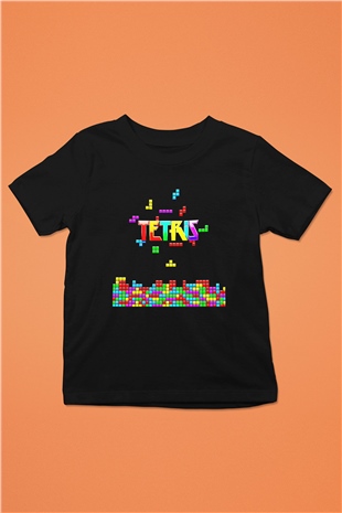 Tetris Siyah Unisex Çocuk Tişört