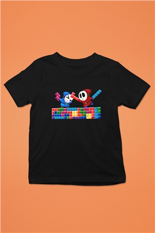 Tetris Siyah Unisex  Çocuk Tişört