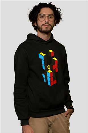 Tetris Siyah Unisex Hoodie