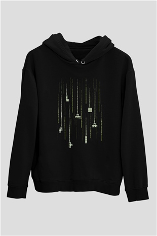 Tetris Siyah Unisex Hoodie