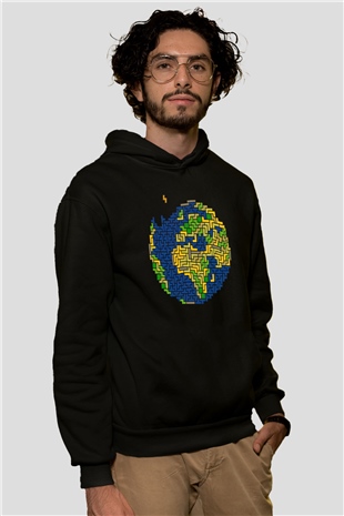 Tetris Siyah Unisex Hoodie