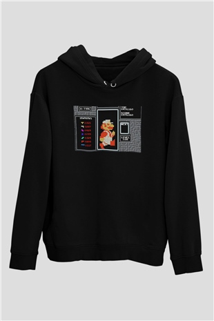 Tetris Siyah Unisex Kapüşonlu Sweatshirt