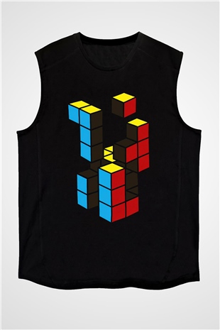 Tetris Siyah Unisex  Kolsuz Tişört