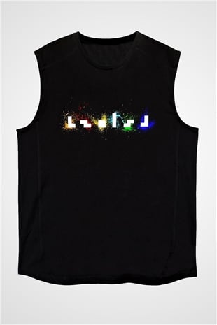 Tetris Siyah Unisex Kolsuz Tişört