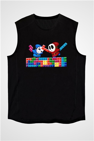 Tetris Siyah Unisex  Kolsuz Tişört