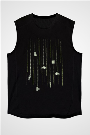 Tetris Siyah Unisex  Kolsuz Tişört