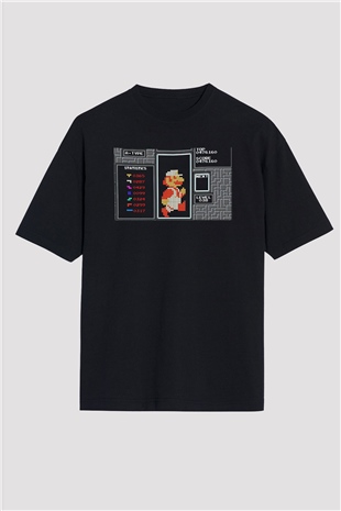 Tetris Siyah Unisex Oversize Tişört