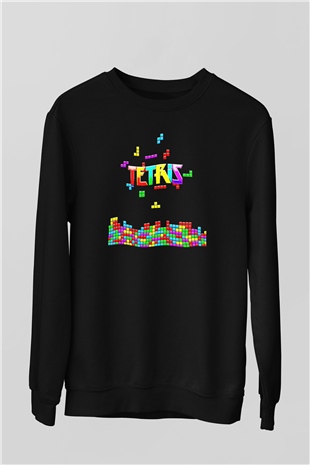 Tetris Siyah Unisex Sweatshirt