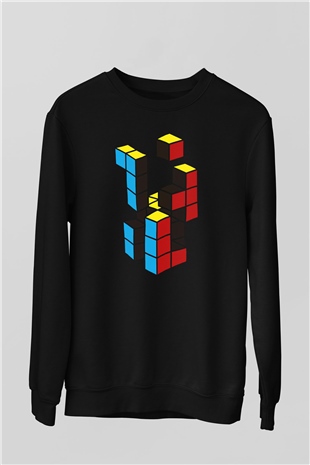 Tetris Siyah Unisex  Sweatshirt