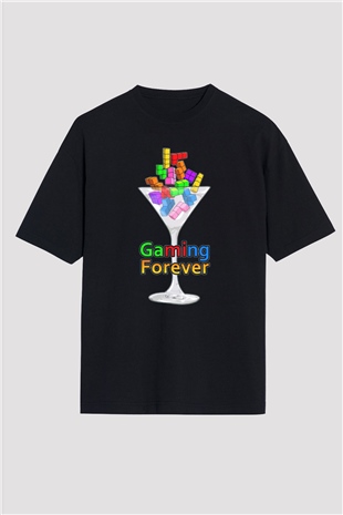 Tetris Siyah Oversize Tişört
