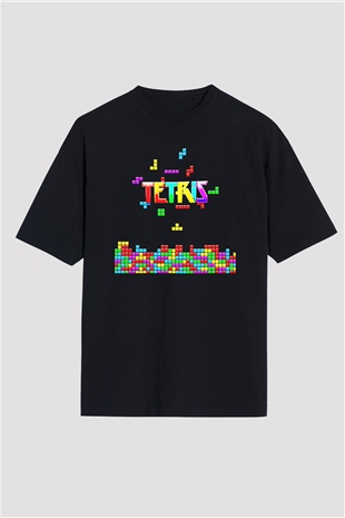 Tetris Siyah Oversize Tişört Oversize T-shirt