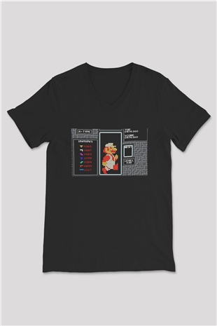 Tetris Siyah Unisex V Yaka Tişört