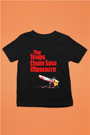 Texas Chain Saw Massacre Baskılı Siyah Unisex Çocuk Tişört
