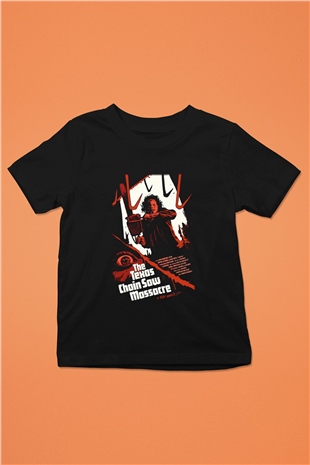 Texas Chain Saw Massacre Baskılı Siyah Unisex Çocuk Tişört