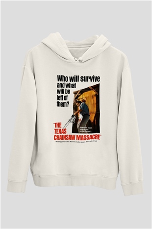 Texas Chain Saw Massacre Beyaz Unisex Kapşonlu Sweatshirt