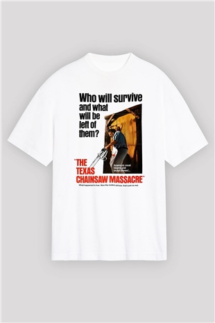 Texas Chain Saw Massacre Beyaz Unisex Oversize Tişört