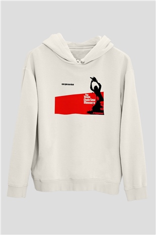 Texas Chain Saw Massacre Beyaz Unisex Kapşonlu Sweatshirt