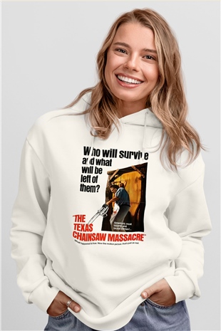 Texas Chain Saw Massacre Beyaz Unisex Kapşonlu Sweatshirt