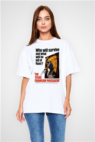 Texas Chain Saw Massacre Beyaz Unisex Oversize Tişört