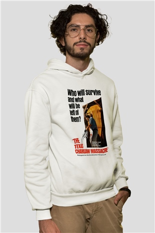 Texas Chain Saw Massacre Beyaz Unisex Kapşonlu Sweatshirt