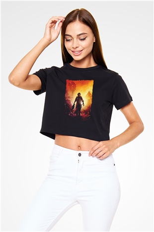 Texas Chain Saw Massacre Siyah   Crop Top Tişört