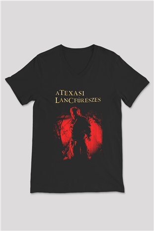 Texas Chain Saw Massacre Siyah Unisex  V Yaka Tişört
