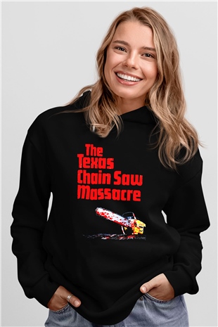 Texas Chain Saw Massacre Siyah Unisex Kapüşonlu Sweatshirt