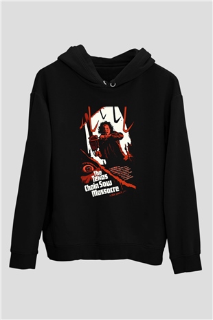 Texas Chain Saw Massacre Siyah Unisex Kapüşonlu Sweatshirt