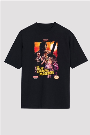 Texas Chain Saw Massacre Siyah Unisex Oversize Tişört