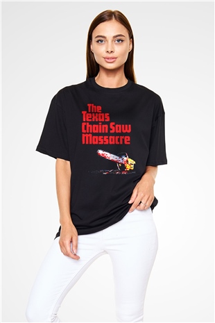 Texas Chain Saw Massacre Siyah Unisex Oversize Tişört