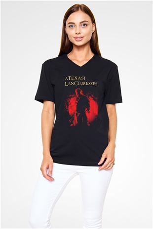 Texas Chain Saw Massacre Siyah Unisex  V Yaka Tişört