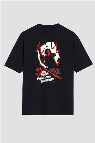 Texas Chain Saw Massacre Siyah Unisex Oversize Tişört
