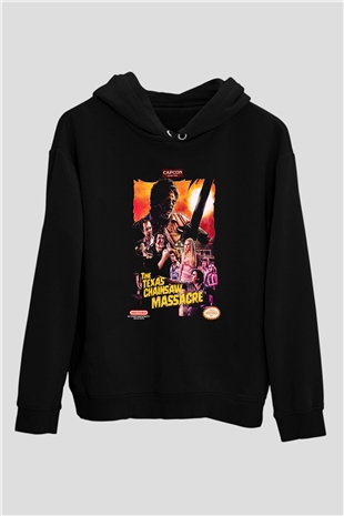 Texas Chain Saw Massacre Siyah Unisex Kapüşonlu Sweatshirt