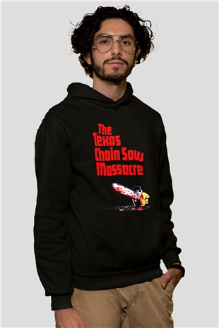 Texas Chain Saw Massacre Siyah Unisex Kapüşonlu Sweatshirt