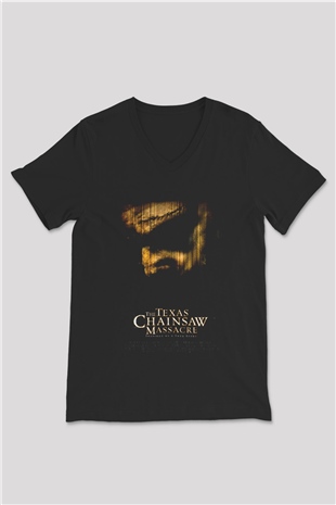 Texas Chain Saw Massacre Siyah Unisex V Yaka Tişört
