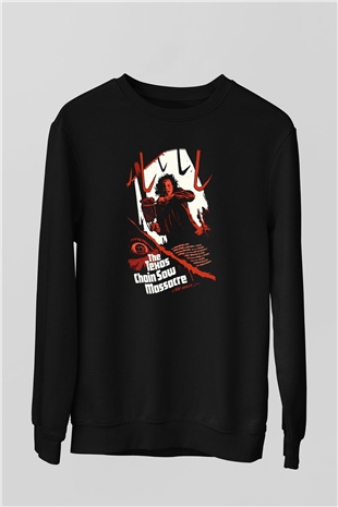 Texas Chain Saw Massacre Siyah Unisex Sweatshirt