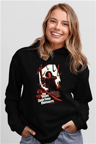 Texas Chain Saw Massacre Siyah Unisex Kapüşonlu Sweatshirt