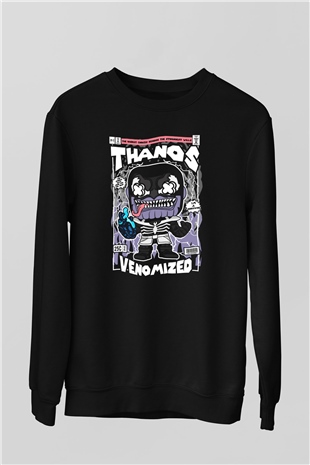 Thanos Venomized Baskılı Unisex Siyah Sweatshirt