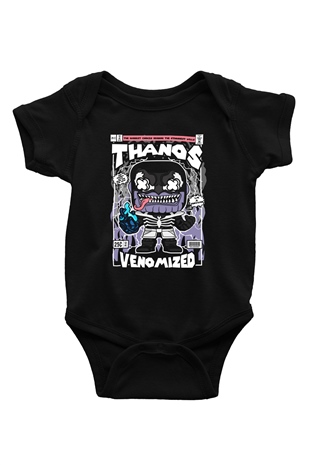 Thanos Venomized Baskılı Unisex Siyah Bebek Body - Zıbın