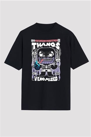 Thanos Venomized Baskılı Unisex Siyah Oversize Tişört